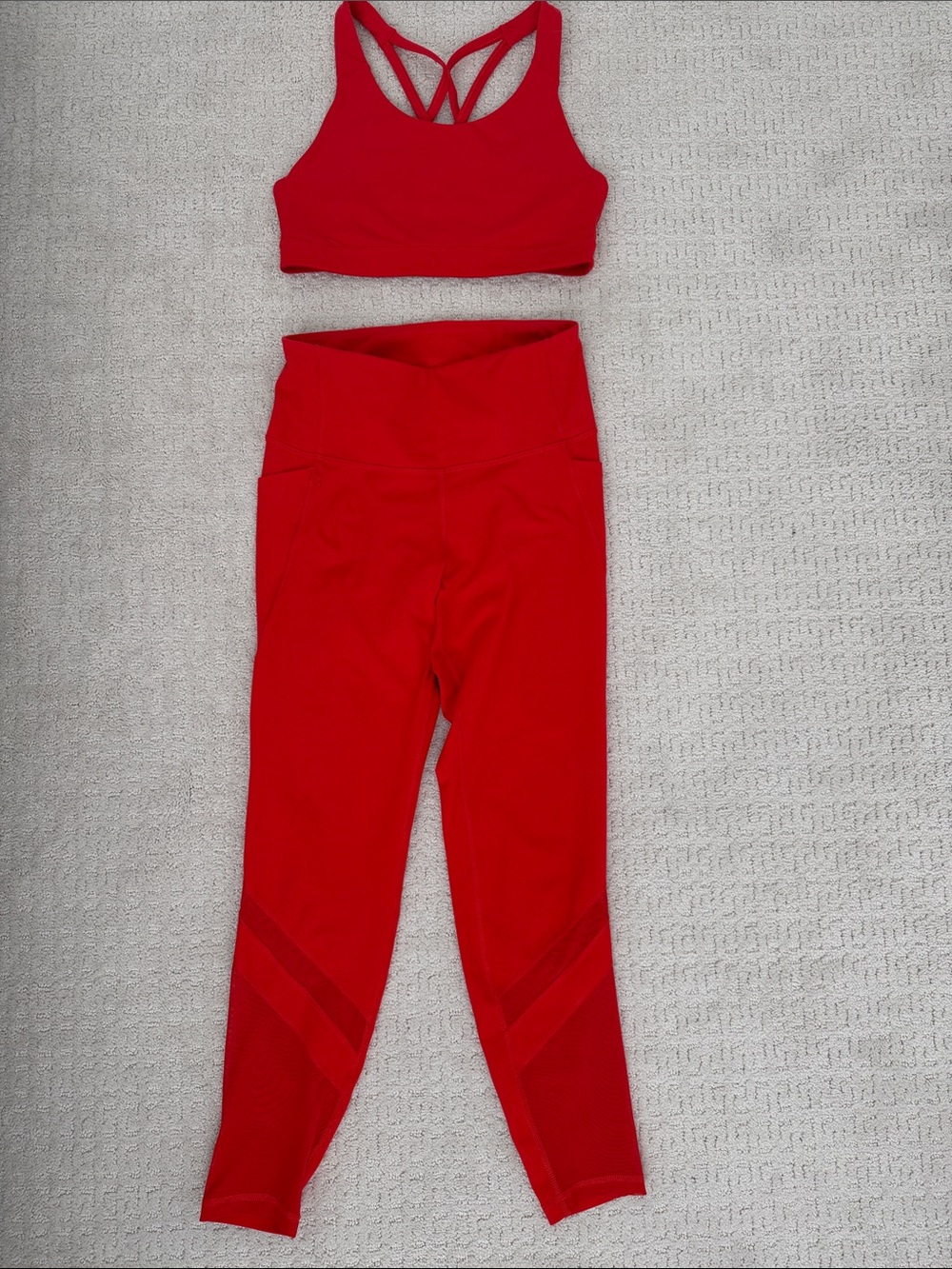 Red High-Waist Women's Active Set -